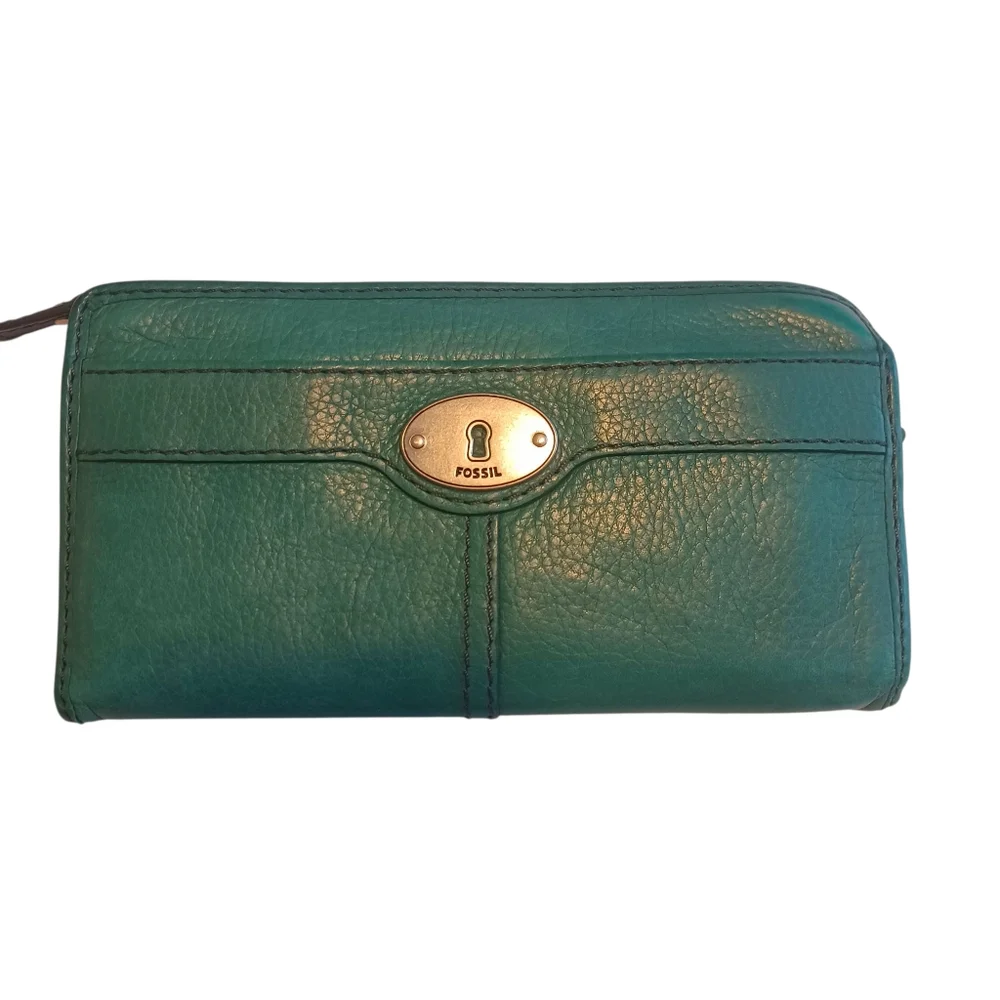 Fossil Leather Billfold Wallet Kelly Green